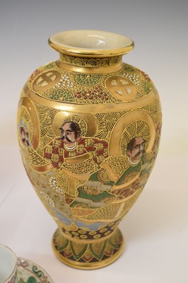 Lot 583 - Pair of late Japanese satsuma vases, ginger jar and cup and saucer