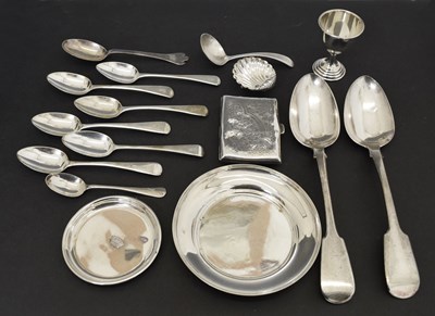 Lot 219 - Quantity of silver to include two silver Fiddle pattern tablespoons, etc