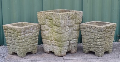 Lot 807 - Three reconstituted stone garden planters