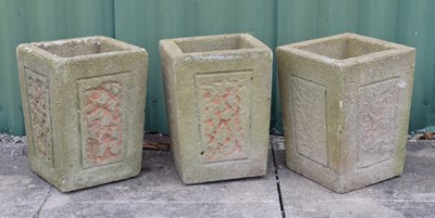 Lot 808 - Set of three reconstituted stone garden planters