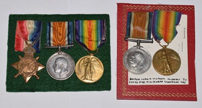 Lot 502 - British First World War medal pair and trio