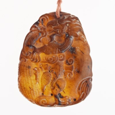 Lot 349 - Chinese carved brown jade pendant