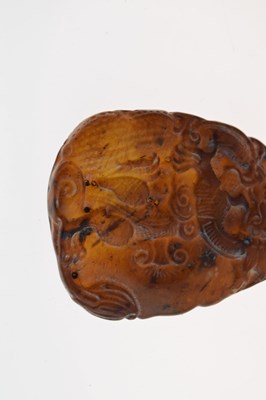 Lot 349 - Chinese carved brown jade pendant