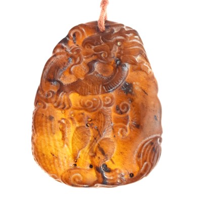 Lot 349 - Chinese carved brown jade pendant