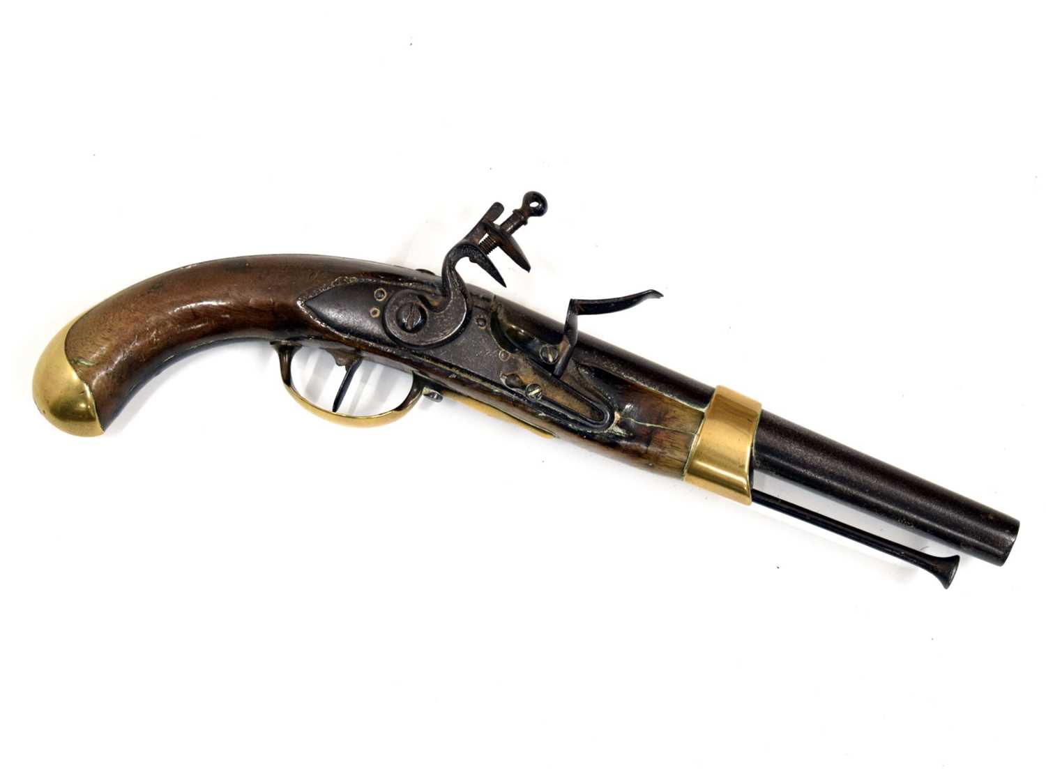 Lot 264 - French .700 calibre flintlock military pistol, circa 1800