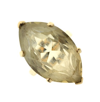 Lot 52 - 9ct gold dress ring set large marquise-shaped pale yellow topaz-coloured stone