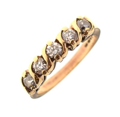 Lot 53 - 9ct gold cubic zirconia five-stone ring