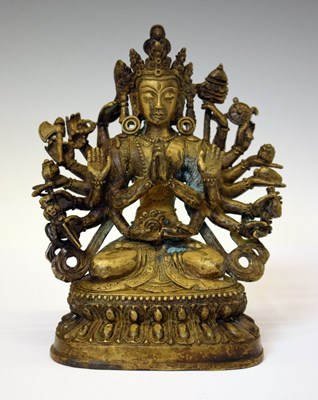 Lot 596 - Sino-Tibetan gilt copper alloy figure of Cundi Avalokiteshvara (Zhunti Guanyin)