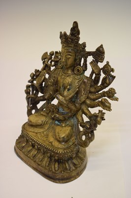 Lot 596 - Sino-Tibetan gilt copper alloy figure of Cundi Avalokiteshvara (Zhunti Guanyin)