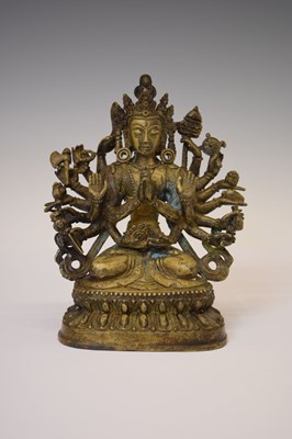 Lot 596 - Sino-Tibetan gilt copper alloy figure of Cundi Avalokiteshvara (Zhunti Guanyin)