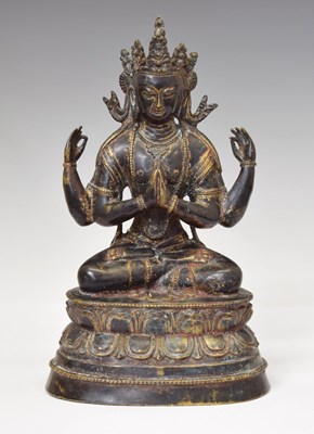 Lot 355 - Large Sino-Tibetan patinated bronze figure of Avalokiteshvara