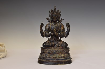 Lot 355 - Large Sino-Tibetan patinated bronze figure of Avalokiteshvara