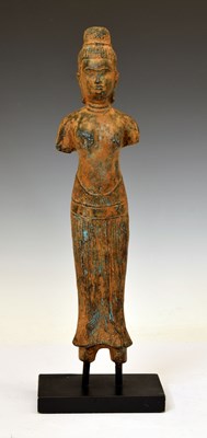 Lot 619 - Khmer patinated alloy figure of the goddess Uma, in Baphuon style