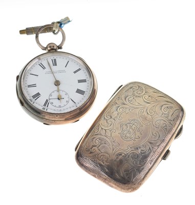 Lot 266 - Late Victorian silver cased open-face pocket watch and an Edwardian cigarette case