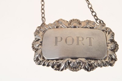 Lot 271 - Early Victorian silver Madeira decanter label, and an Elizabeth II Port decanter label