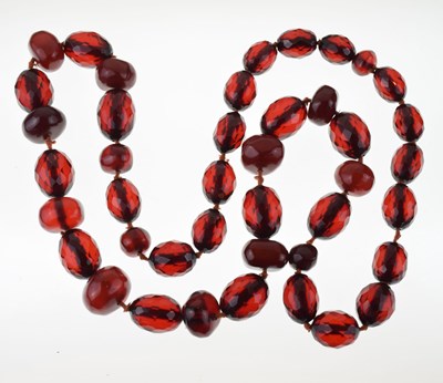 Lot 218 - Cherry amber-style bead necklace