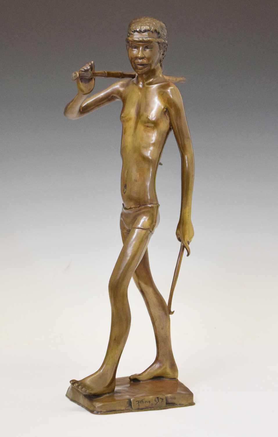 Lot 465 - Modern bronze figure of a hunting tribesman