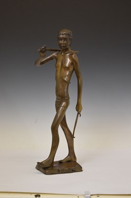 Lot 465 - Modern bronze figure of a hunting tribesman