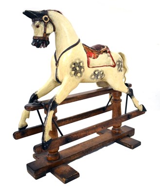 Lot 186 - Late 19th or early 20th Century dapple grey painted wooden rocking horse