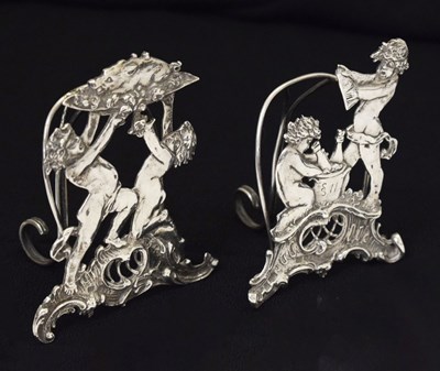 Lot 123 - Pair German silver menu holders