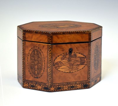 Lot 201 - George III inlaid satinwood tea caddy