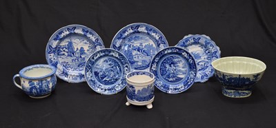 Lot 525 - Group of mainly 19th century blue and white transfer plates, etc.