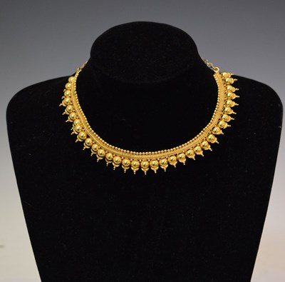 Lot 48 - Indian yellow metal fringed collar necklace