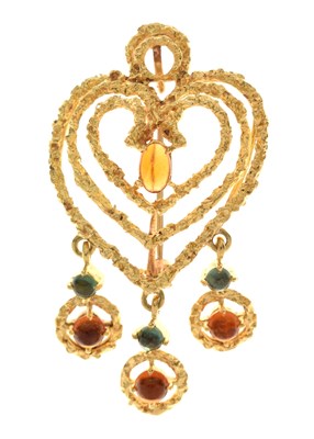 Lot 33 - Italian gem set 18ct yellow gold pendant brooch