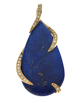 Lot 42 - Andrew Grima lapis lazuli and diamond 18ct yellow gold pendant