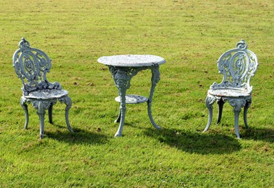 Lot 792 - Late 19th or early 20th century Coalbrookdale style cast iron terrace/patio set