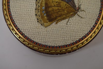 Lot 159 - Early 19th century double-sided micromosaic, porphyry and unmarked gold bonbonniere or table box