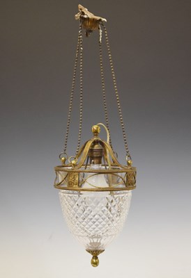 Lot 466 - 20th century cut glass and gilt metal ceiling light