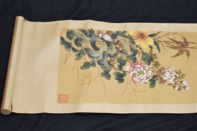 Lot 579 - Five Chinese silk scroll paintings