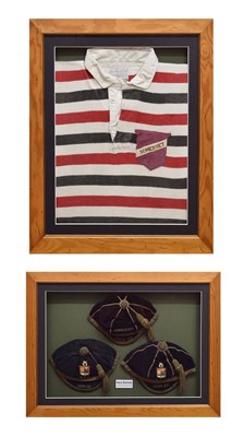 Lot 216 - Bristol and Somerset Interest - Harry Sherman - Collection of velvet sports caps and shirt