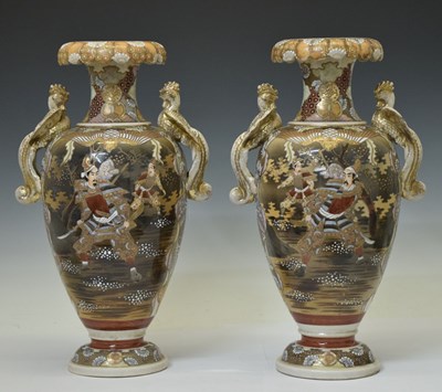 Lot 582 - Pair of Japanese Satsuma vases