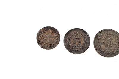 Lot 330 - 1897 Maundy money case and four Victorian silver coins