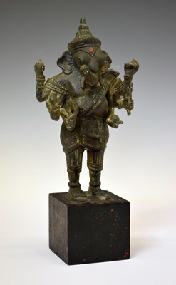 Lot 366 - Indian or Sri Lankan cast alloy standing figure of Ganesh