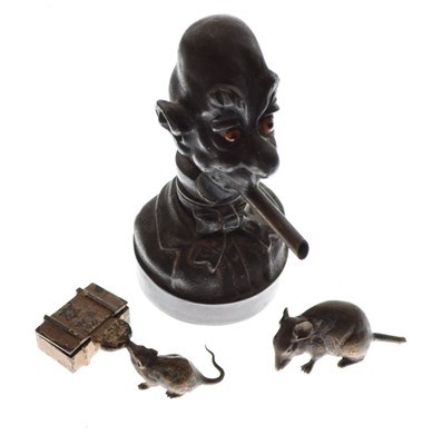 Lot 251 - Ally Sloper lighter, bronze mice