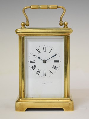 Lot 678 - French brass cased carriage timepiece