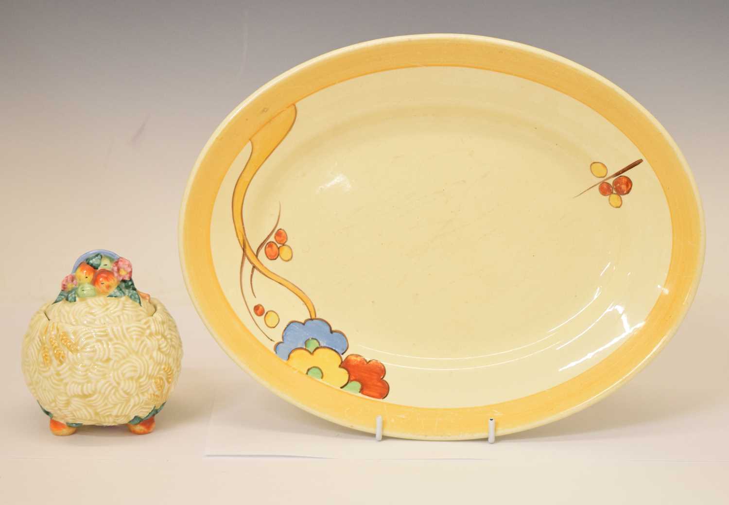 Lot 531 - Clarice Cliff 'Florette' pattern oval dish, together with a 'Celtic Harvest' preserve pot