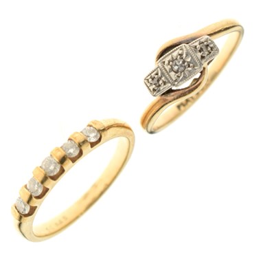 Lot 56 - Two 9ct gold diamond set rings