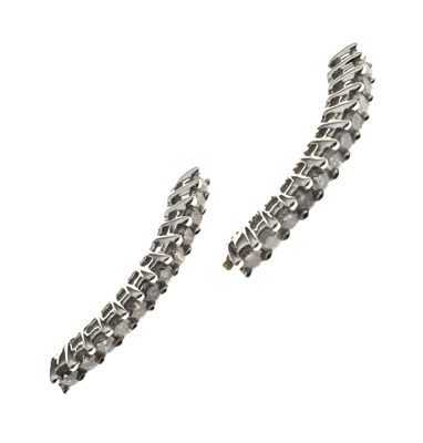 Lot 181 - Pair of diamond set half-hoop earring fragments (a/f)