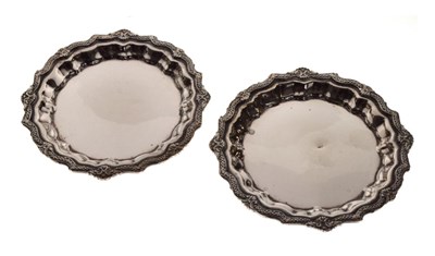 Lot 160 - Pair of Egyptian white metal pin dishes, 12cm diameter, 178g approx