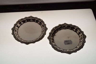 Lot 160 - Pair of Egyptian white metal pin dishes, 12cm diameter, 178g approx