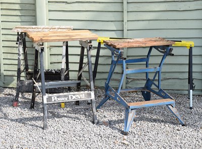 Lot 753 - Three DIY benches and a folding tressel