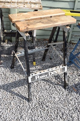 Lot 753 - Three DIY benches and a folding tressel