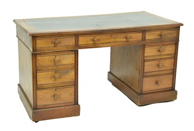 Lot 698 - Late Victorian/Edwardian mahogany twin pedestal desk