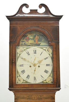 Lot 670 - Early 19th century Scottish mahogany inlaid longcase clock