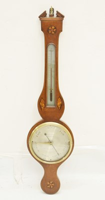 Lot 672 - 19th century inlaid wheel barometer, A.E Abraham Optician