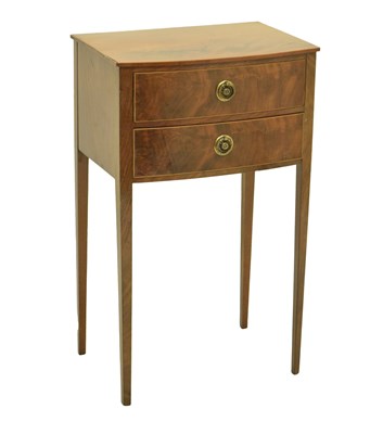 Lot 739 - 20th century reproduction bow front two drawer bedside table